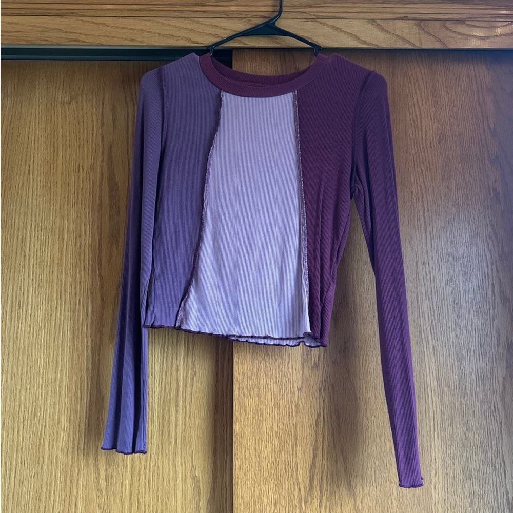 Wild Fable Colorblock Purple Long Sleeve Top